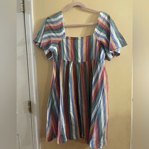 Madewell Square-Neck Mini Dress in Festival Stripe, women’s M